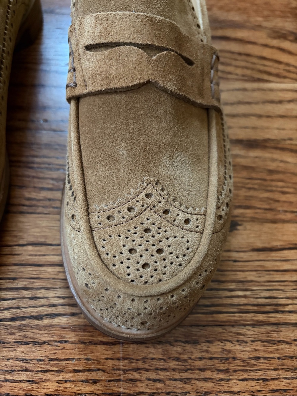 THE OFFICE OF ANGELA SCOTT Miss Emma Wingtip Mule Cognac Suede Tan Size 38 - Picture 4 of 15